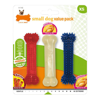 Hundbitring Nylabone Värdepaket Bacon Storlek S Kyckling Termoplast (3 st)