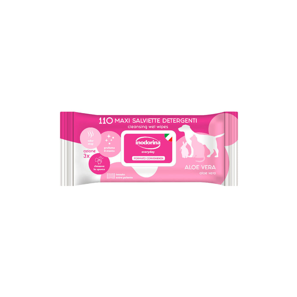 Våtservetter för husdjur Inodorina Aloe Vera Aloe Vera 110 Antal